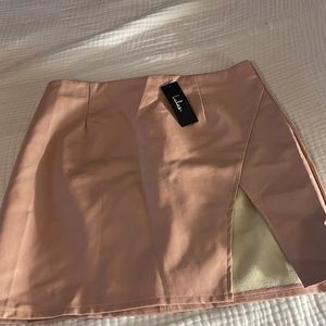 Lulu’s pink vegan leather skirt